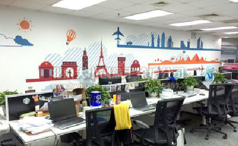 南丹教你设计办公室墙绘的方法。